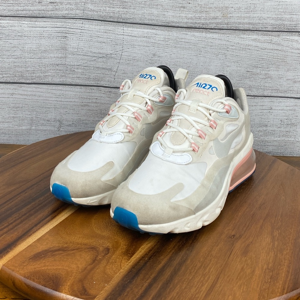 Nike Air Max 270 React Summit White Light Pink Shoes AO4971-100 Women’s Size 8 - Picture 2 of 12